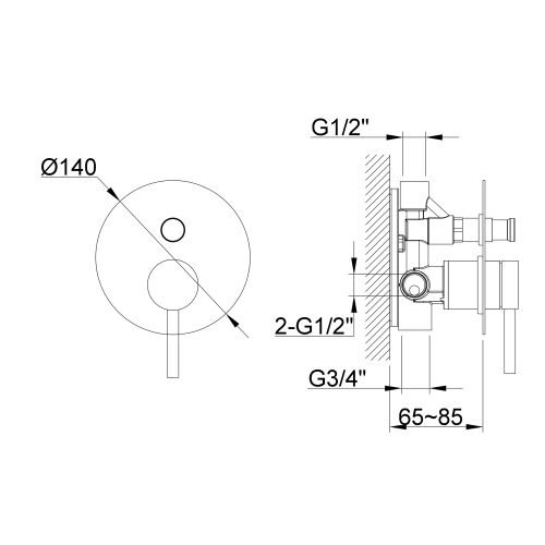 Bateria Wannowo-Prysznicowa Podtynkowa Kohlman Axel QW210AB Black